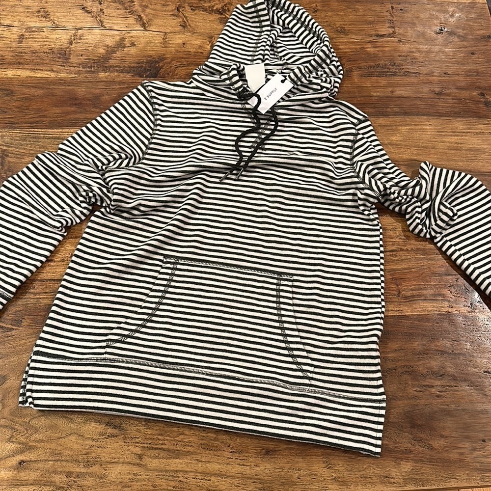 Z Supply The Striped Soft Spun Knit Hoodie Size Small - Picture 5 of 9
